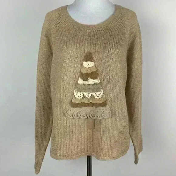 J Jill sweater size S 57% silk brown cream tree - Picture 1 of 8